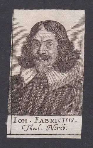 17. Jh. Johann Fabricius / theologian Theologe Nürnberg Portrait Kupferstich