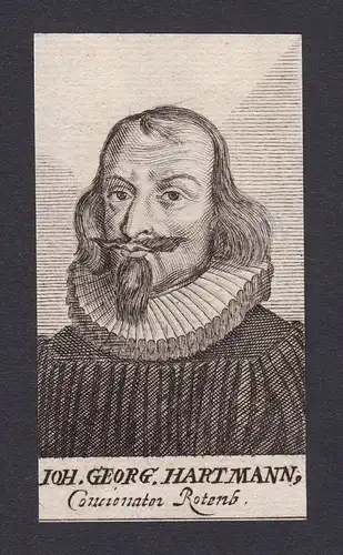 17 Jh Johann Georg Hartmann theologian Theologe Rothenburg Portrait Kupferstich