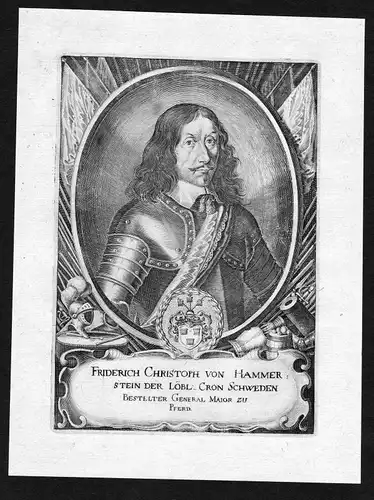 17. Jh. Friedrich Christoph von Hammerstein Portrait Kupferstich antique print