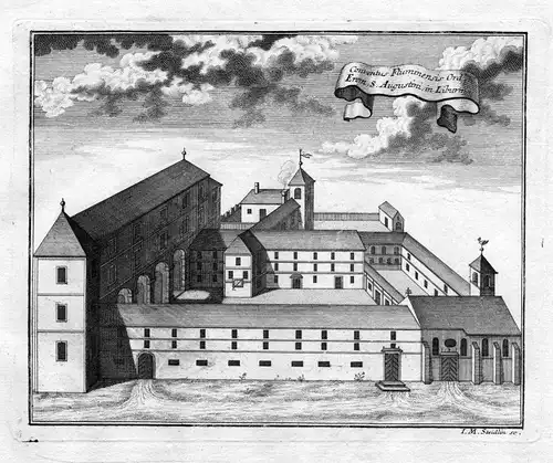 1731 Rijeka Croatia Kroatien Trsat Augustiner Kloster Kupferstich antique print