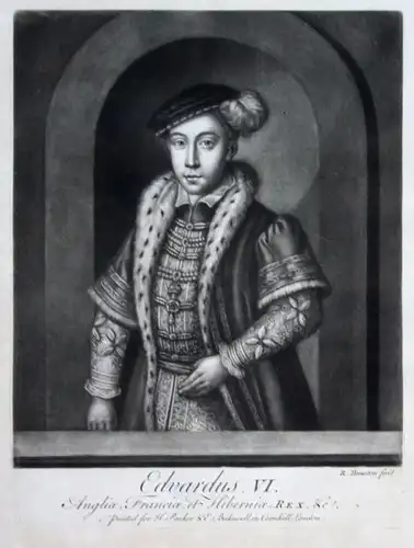 1759 Richard Houston Edward VI Portrait Aquatinta mezzotint König von England
