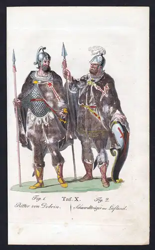 Ca. 1820 Brüder von Dobrin Order of Dobrzyn Ritterorden Orden Kupferstich Polska