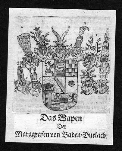 1750 - Baden-Durlach Wappen Adel coat of arms heraldry Heraldik Kupferstich