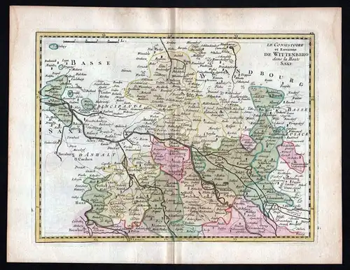 1759 Halle Saale Bernburg Köthen Karte map Kupferstich antique print Le Rouge