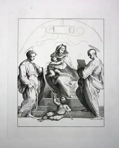 Ca. 1800 Heilige Saint Kind child nackt nude Kupferstich engraving Heiliger