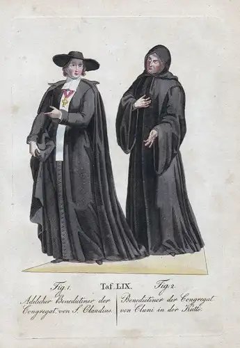 1820 Benediktiner Cluny Orden Cluniazensische Reform Burgund Kupferstich order