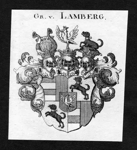 1820 - Lamberg Wappen Adel coat of arms heraldry Heraldik Kupferstich 125053