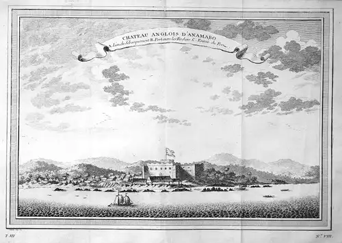 Ca. 1750 Fort William Afrika Africa Ansicht view Kupferstich antique print