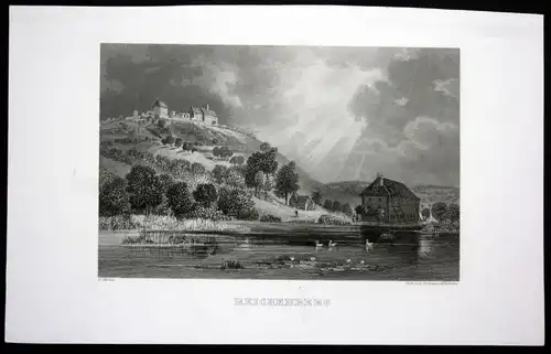 Ca. 1850 Reichenberg Ansicht view Stahlstich steel engraving