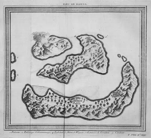 Ca. 1750 Banda Island Insel Indonesia map Karte Kupferstich antique print