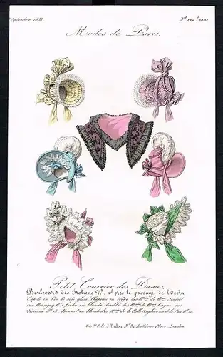 1833  Biedermeier Mode Kupferstich victorian fashion antique print Paris e 61725