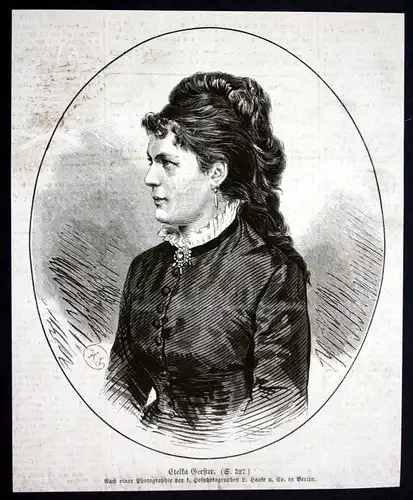 1877 Etelka Gerster Opernsängerin Portrait Holzstich antique print