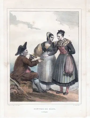 1840 Basel Bale Schweiz Suisse Kostüme costums Tracht Lithographie