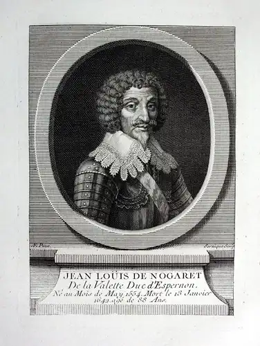 18. Jh. Jean Louis de Nogaret de La Valette duke military Kupferstich Portrait