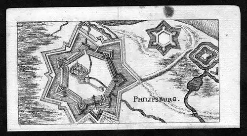 1685 Philippsburg Gesamtansicht Kupferstich Riegel