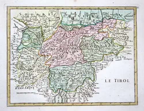1767 Tirol Österreich Lago di Garda Karte map Kupferstich antique print Le Rouge