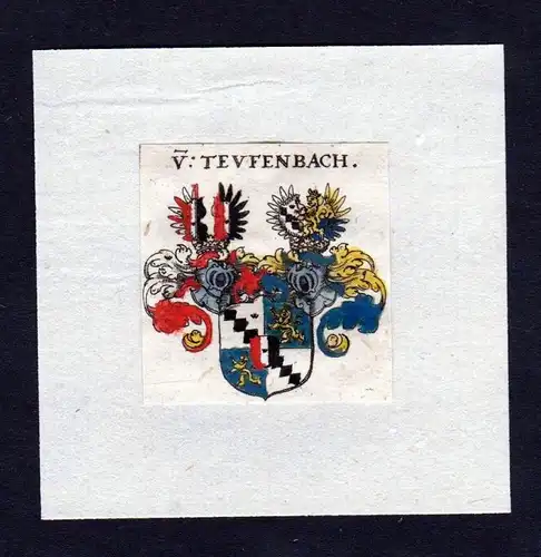 17. Jh von Teuffenbach Wappen Adel coat of arms heraldry Heraldik Kupferstich