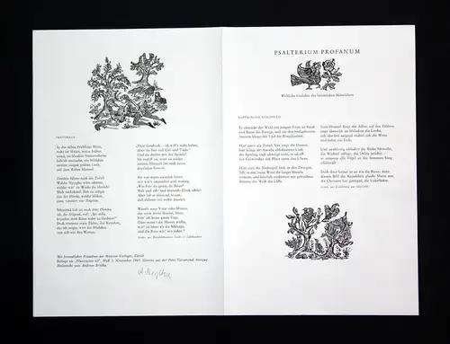 1965 Andreas Brylka Original-Holzstiche zu Gedichten des Mittelalters signiert