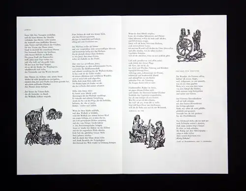 1965 Andreas Brylka Original-Holzstiche zu Gedichten des Mittelalters signiert
