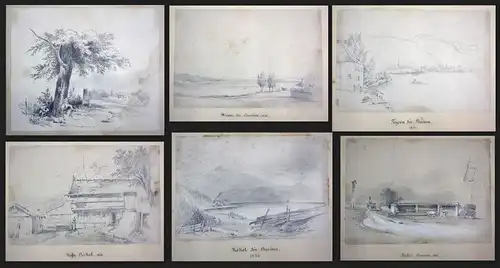 1841 Auguste Caron 1806 - sketch book 46 original drawings dessins signed signee