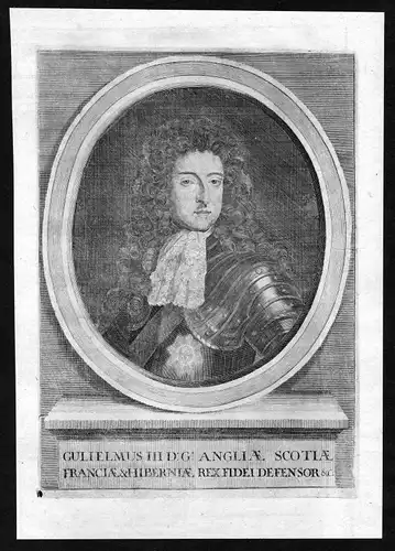 17. Jh. William III of England Willem Portrait Kupferstich antique print Ireland