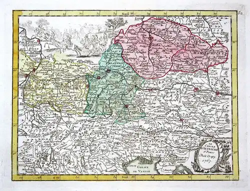 1767 Österreich Wien Schweiz Böhmen Karte map Kupferstich antique print Le Rouge