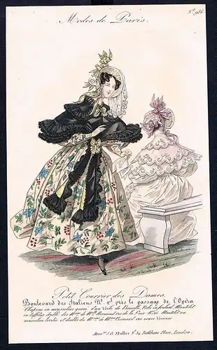 1833  Biedermeier Mode Kupferstich victorian fashion antique print Paris e 61711