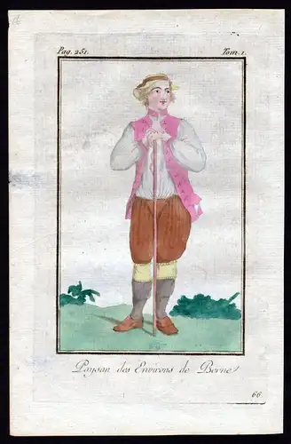 1780 - Bern Bauer Schweiz Suisse costume Kupferstich Tracht antique print