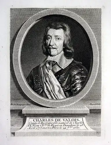 18. Jh. Charles de Valois bastard count duke Kupferstich Portrait engraving