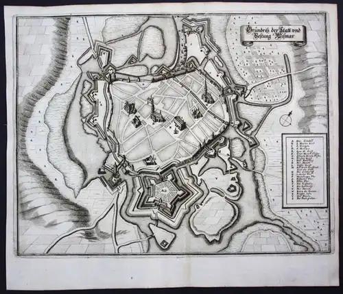 Wismar / Stadtplan - Gesamtansicht - Karte Kupferstich Merian Merian:
