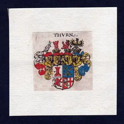 17. Jh von Thurn Wappen Adel coat of arms heraldry Heraldik Kupferstich