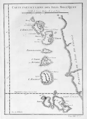 1750 Molukken Maluku Islands Asia Indonesia map Kupferstich engraving Bel 155749