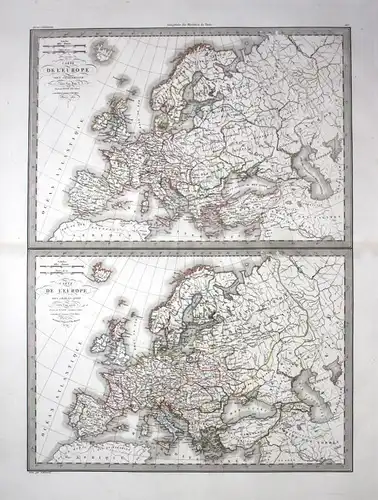 1831 - Europe Europa 800 1500continent Kontinent Karte map engraving Lapie