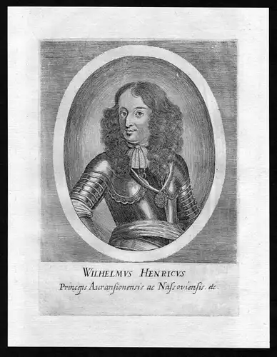 17. Jh. Wilhelm Oranien Willem Oranje Nassau Portrait Kupferstich antique print