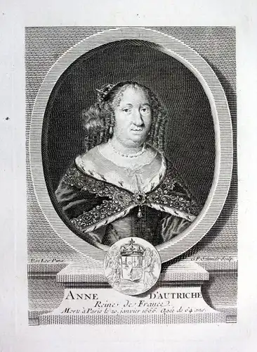 18. Jh. Anna Maria Mauricia Österreich reine Kupferstich Portrait engraving