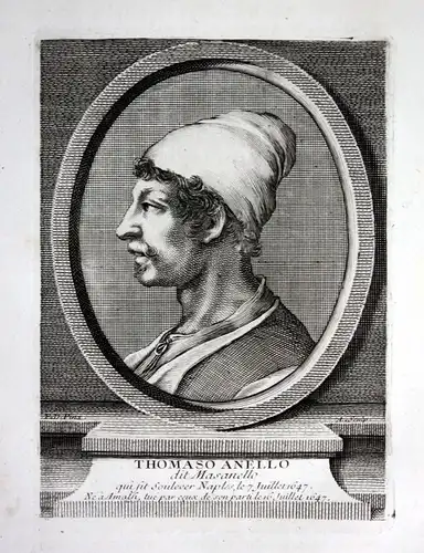 18. Jh. Masaniello Tommaso Aniello fisherman leader Naples engraving Portrait