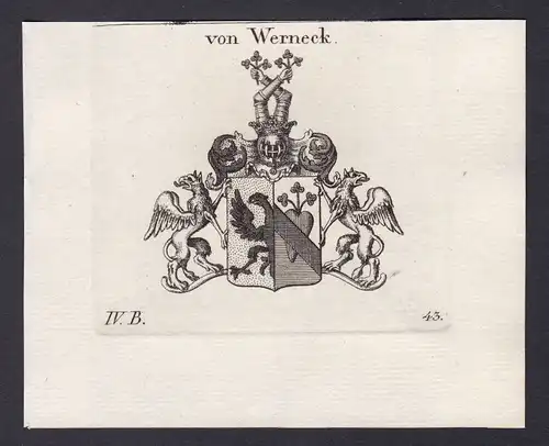 1820 Reinhard von Werneck Bayern Wappen coat of arms Kupferstich antique print