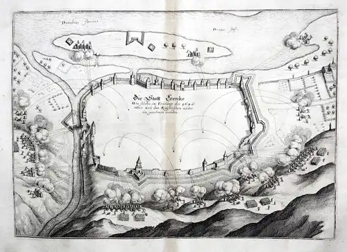 Krems an der Donau Schlacht Karte Plan Kupferstich antique print Merian 1650
