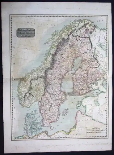 1817 Scandinavia Sweden Denmark Norway Finland map Karte Thomson Kupferstich