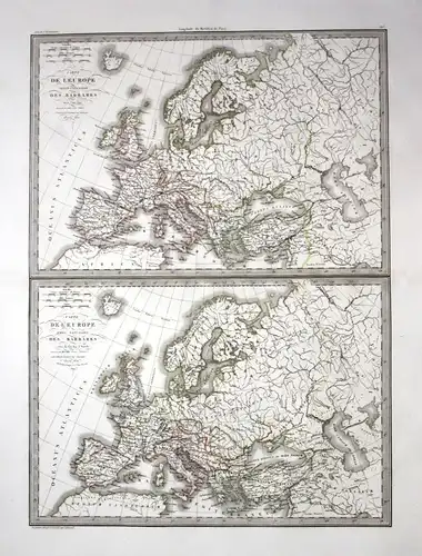 1830 - Europe Europa continent Kontinent 350 5. Jh. Karte map engraving Lapie