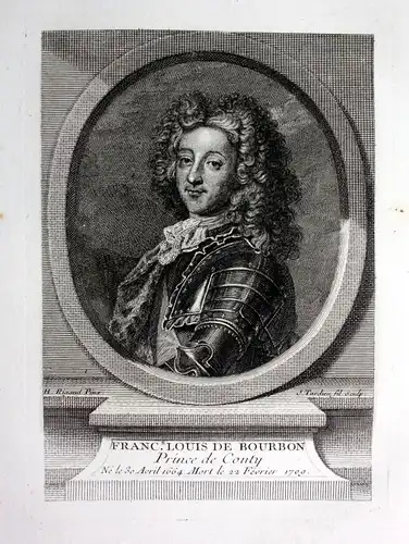18. Jh. Francois Louis Prince Conti Bourbon gravure Portrait engraving