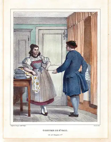 1840 St. Gallen St. Gall Schweiz Suisse Kostüme costums Tracht Lithographie
