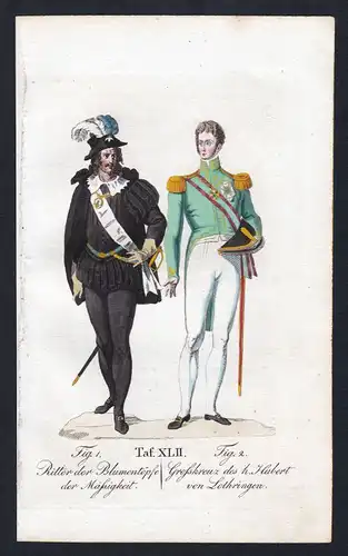 1820 Ordre du Levrier Ritterorden Orden des Windspiels Kupferstich antique print