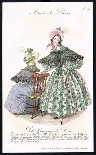 1833  Biedermeier Mode Kupferstich victorian fashion antique print Paris e 89241