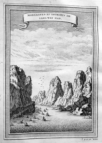 1750 mountains Berge Sang Wan Hab China Ansicht view Kupferstich antique print