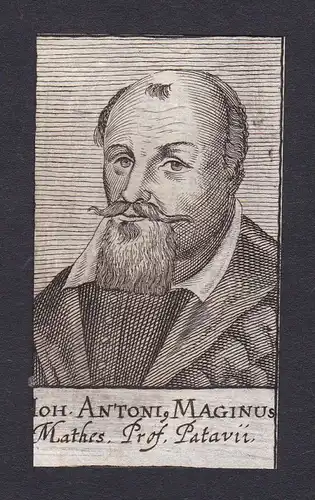 17. Jh. Johann Antonius Maginus professor Professor Padova Portrait Kupferstich