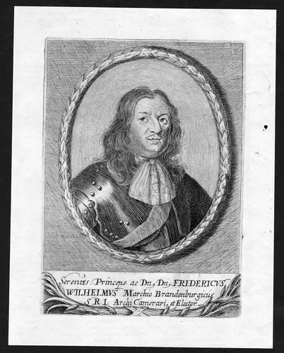 17. Jh. Friedrich Wilhelm Brandenburg Portrait Kupferstich antique print