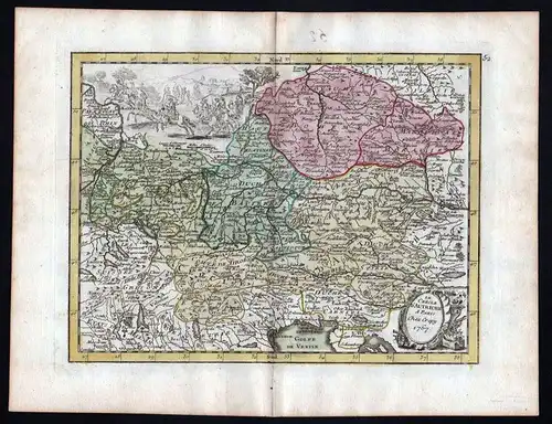 1767 Österreich Schweiz Böhmen Karte map Kupferstich antique print Le Rouge