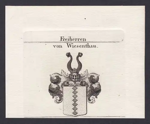 1820 Wiesenthau Franken Wappen Adel coat of arms Kupferstich antique print