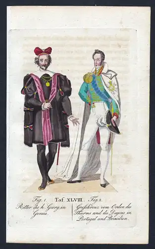 1820 Ordem Militar da Torre e Espada Ritterorden Orden Kupferstich antique print